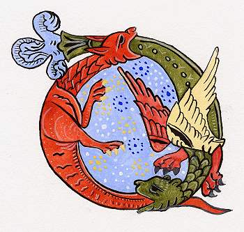 D dragon, une enluminure de Martine EYSSERIC