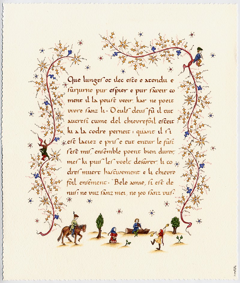 Tristan, une page calligraphie et enlumine par S. Constantin.